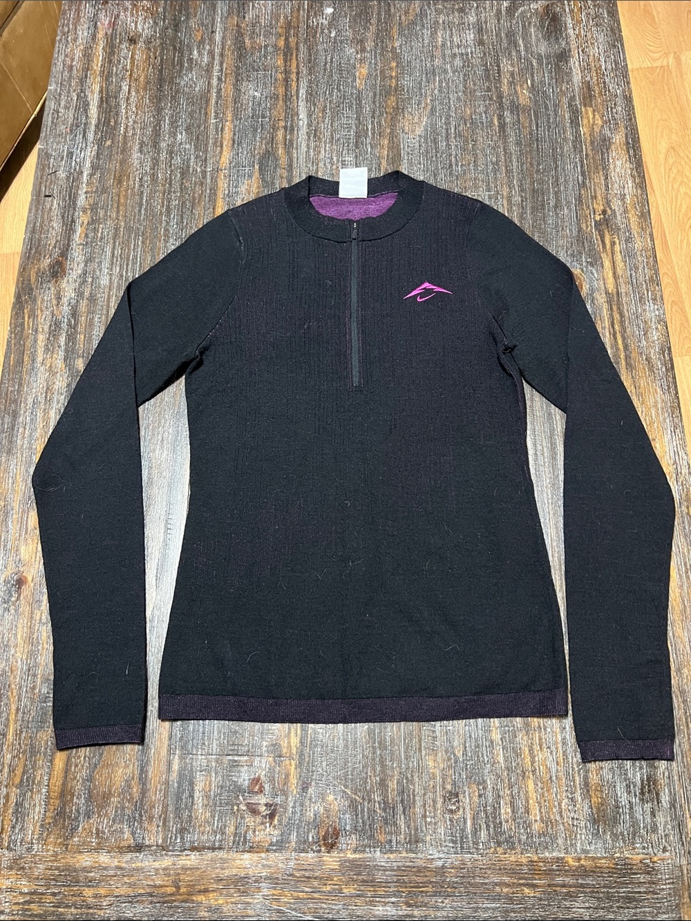 Nike Therma-Fit Black Long-Sleeve Half-Zip Top with Pink Logo Trim